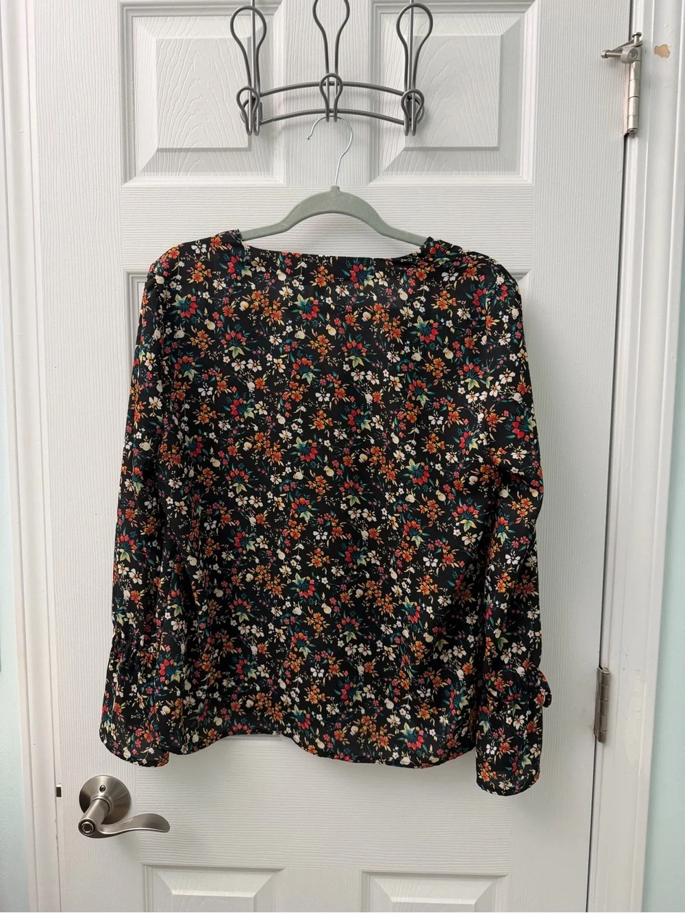 J.Crew Floral Black Long-Sleeve Blouse - size 10